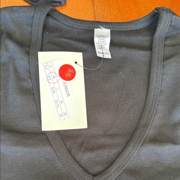 Black V-Neck  3/4 Sleeve Crystal Top - Picture 5 of 6